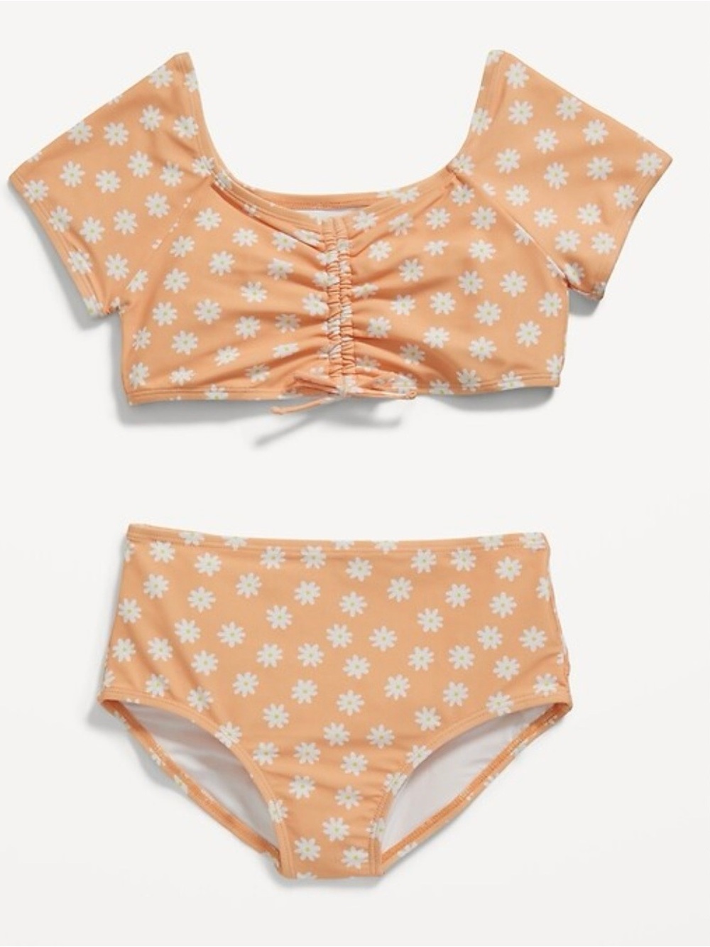 Old Navy Peach Floral Short Sleeve Two-Piece Swim Set NWT